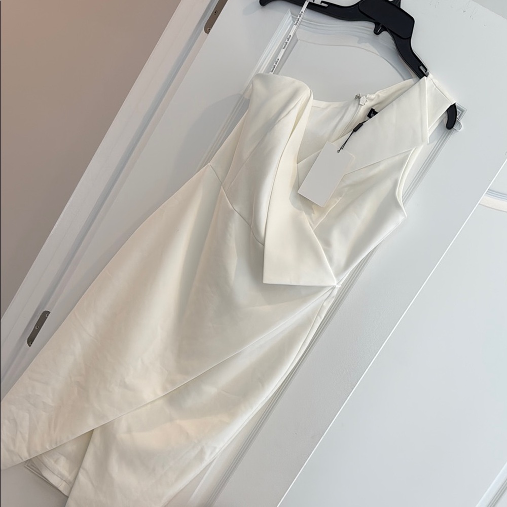 Lavish Alice Cream One Shoulder Sheath Dress